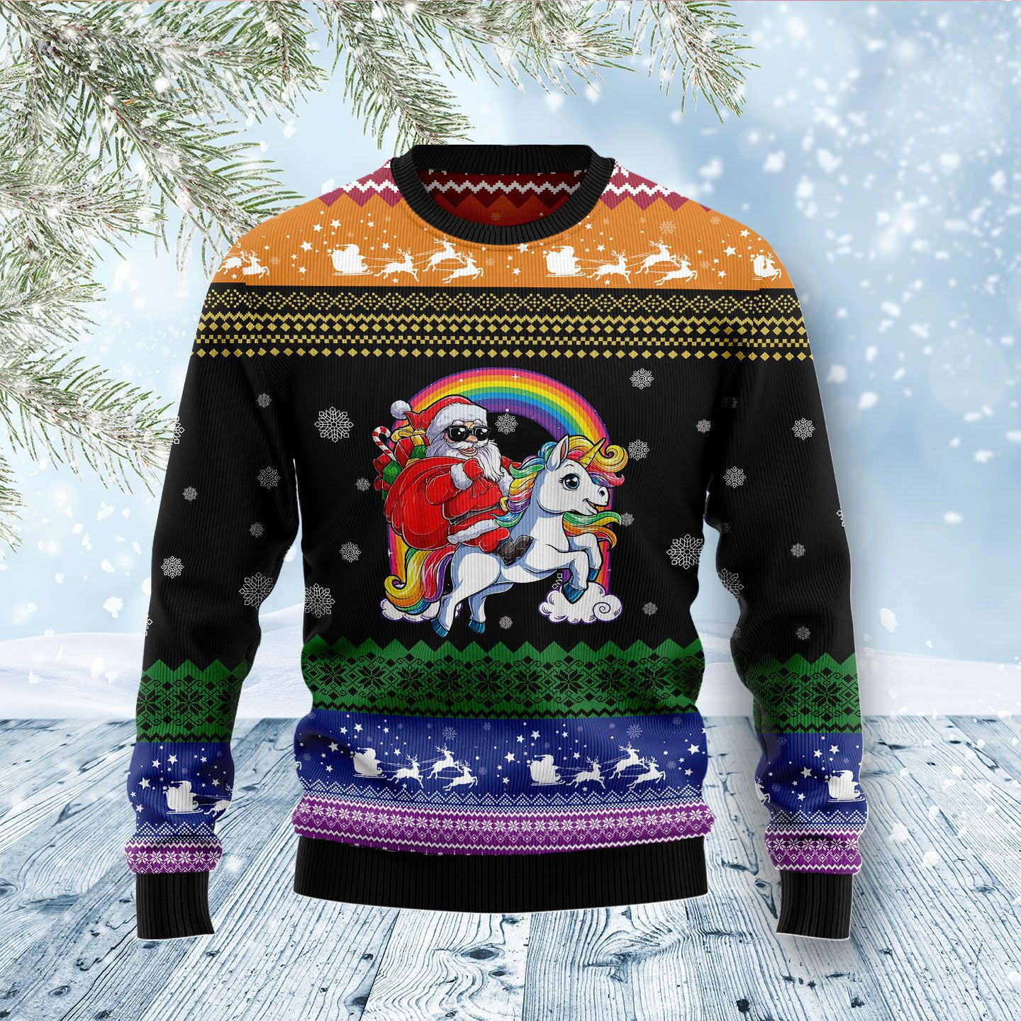 Unicorn LGBT Ugly Christmas Sweater Adult 3D Funny Matching for family