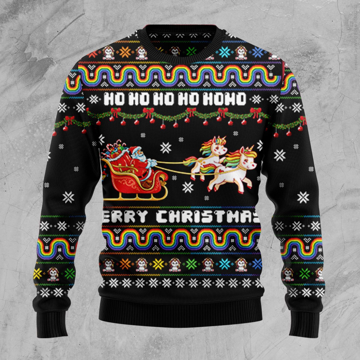 Unicorn Merry Christmas Ugly Christmas Sweater Adult 3D Funny Matching for family