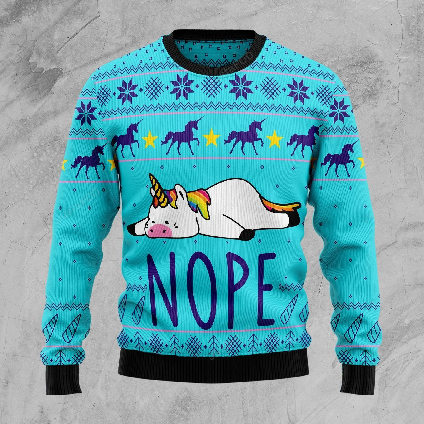 Unicorn Nope Christmas Ugly Christmas Sweater Adult 3D Funny Matching for family