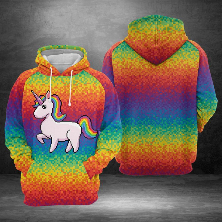 Unicorn Pixel 3D All Over Print Hoodie, Zip Hoodie