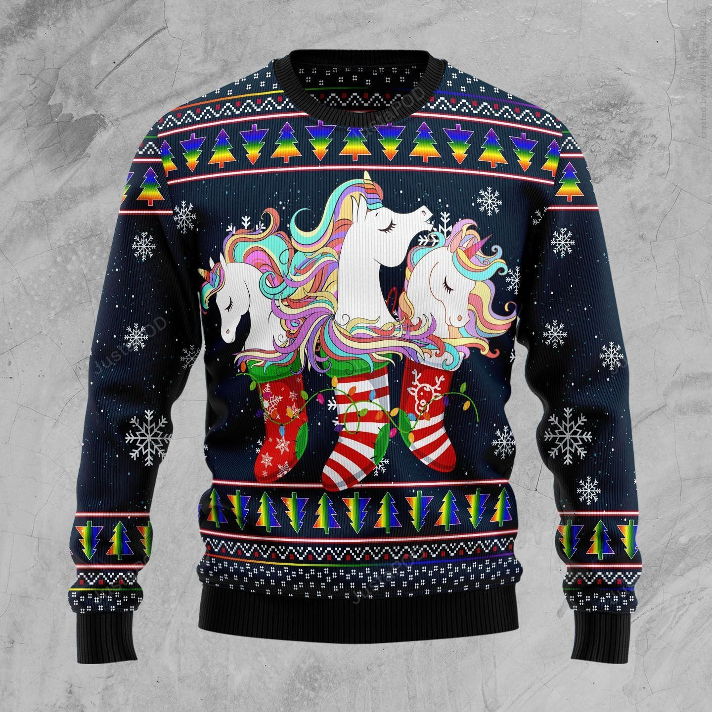 Unicorn Socks Xmas Ugly Christmas Sweater Adult 3D Funny Matching for family