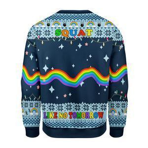 Unicorn Squat Like No Tomorrow Ugly Christmas Sweater Adult 3D Funny Matching for family - Image 2