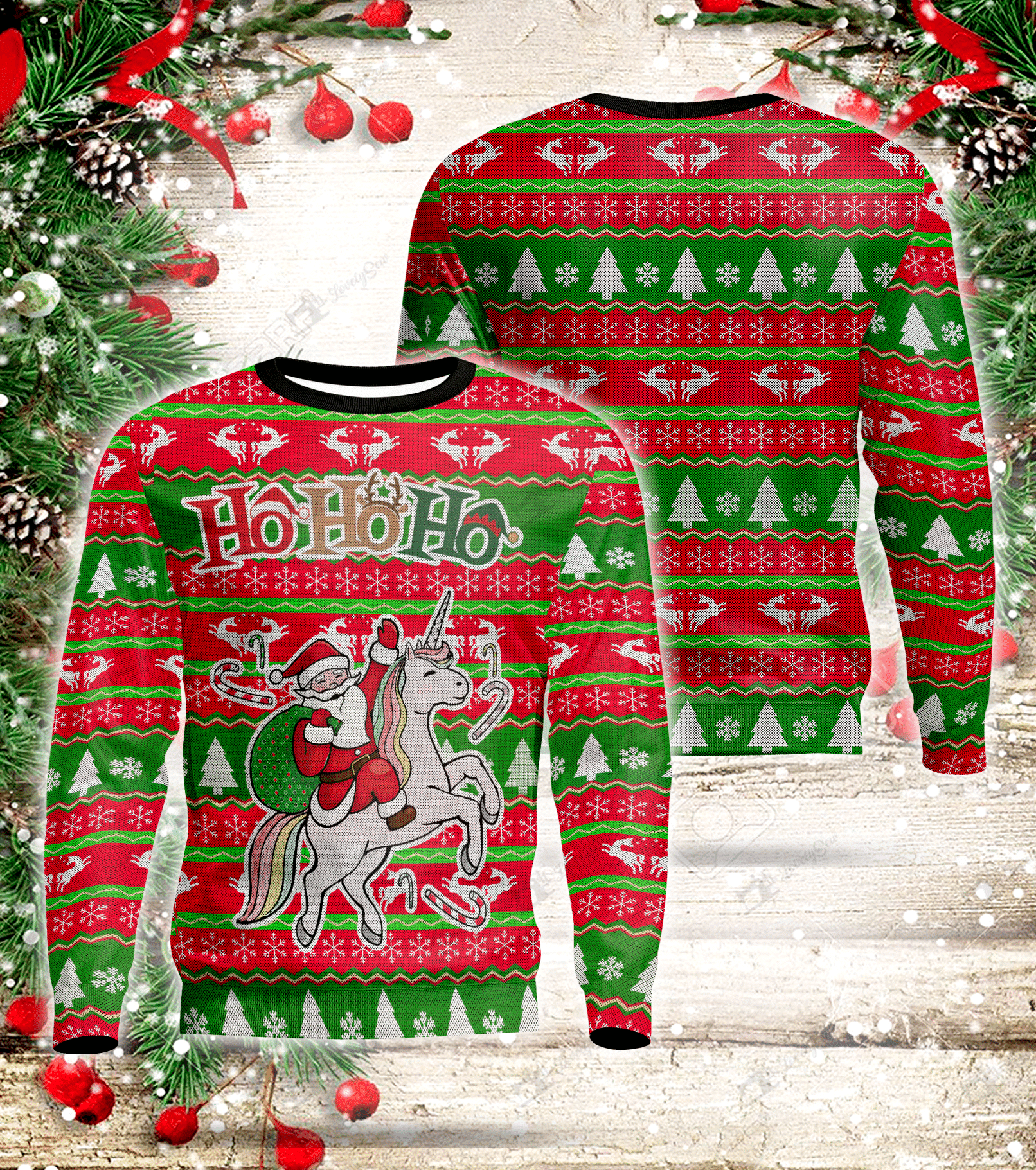 Unicorn Ugly Christmas Sweater Adult 3D Funny Matching for family