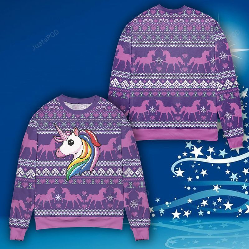 Unicorn Ugly Christmas Sweater Adult 3D Funny Matching for family