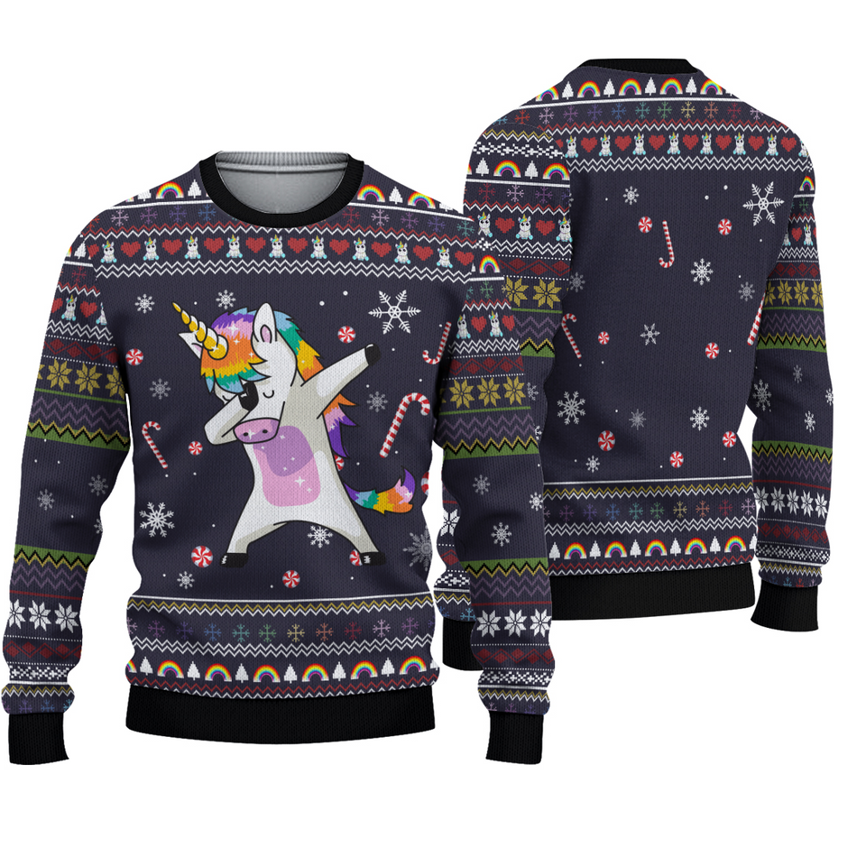 Unicorn Ugly Sweater, Unicorn Dab Ugly Christmas Sweater
