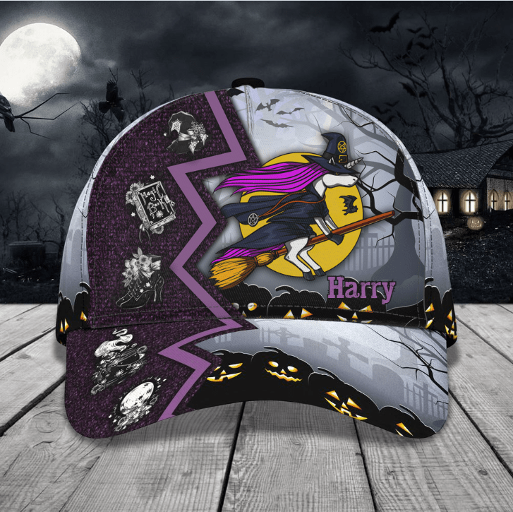 Unicorn Witch Cap, Personalized Unicorn Witch Classic Cap, Custom Name Hat for Children, Witch Lovers Trucker Hats Custom Hats Gifts For Men & Women