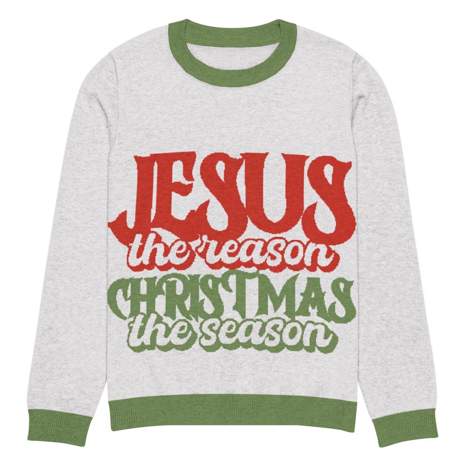 Unisex Christian Christmas Sweater,Cozy Knit Jesus Is the Reason Holiday Pullover