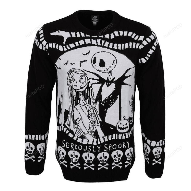 Unisex Nightmare Before Christmas Seriously Spooky Ugly Christmas Sweater Adult 3D Funny Matching for family