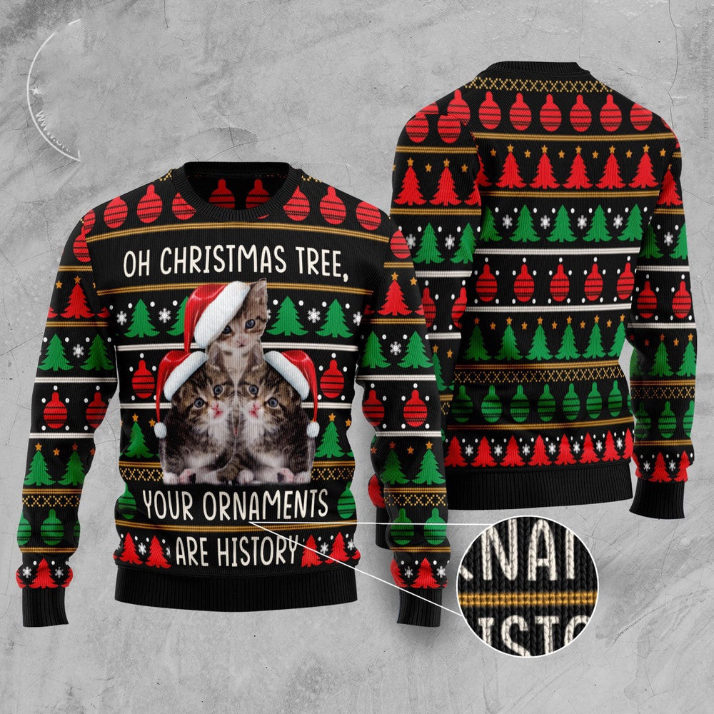 Unisex Ugly Christmas Sweatshirt Awesome Cat Ugly Christmas Sweater Pet Lovers