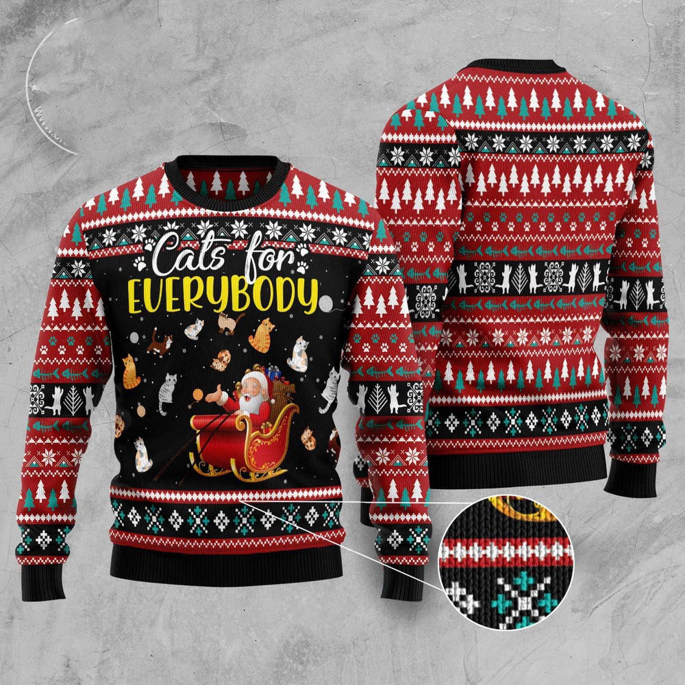 Unisex Ugly Christmas Sweatshirt Cats For Everybody Merry Christmas Ugly Christmas Sweater Pet Lovers