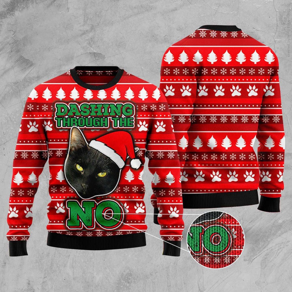Unisex Ugly Christmas Sweatshirt Dashing Through The Black Cat No Ugly Christmas Sweater Pet Lovers