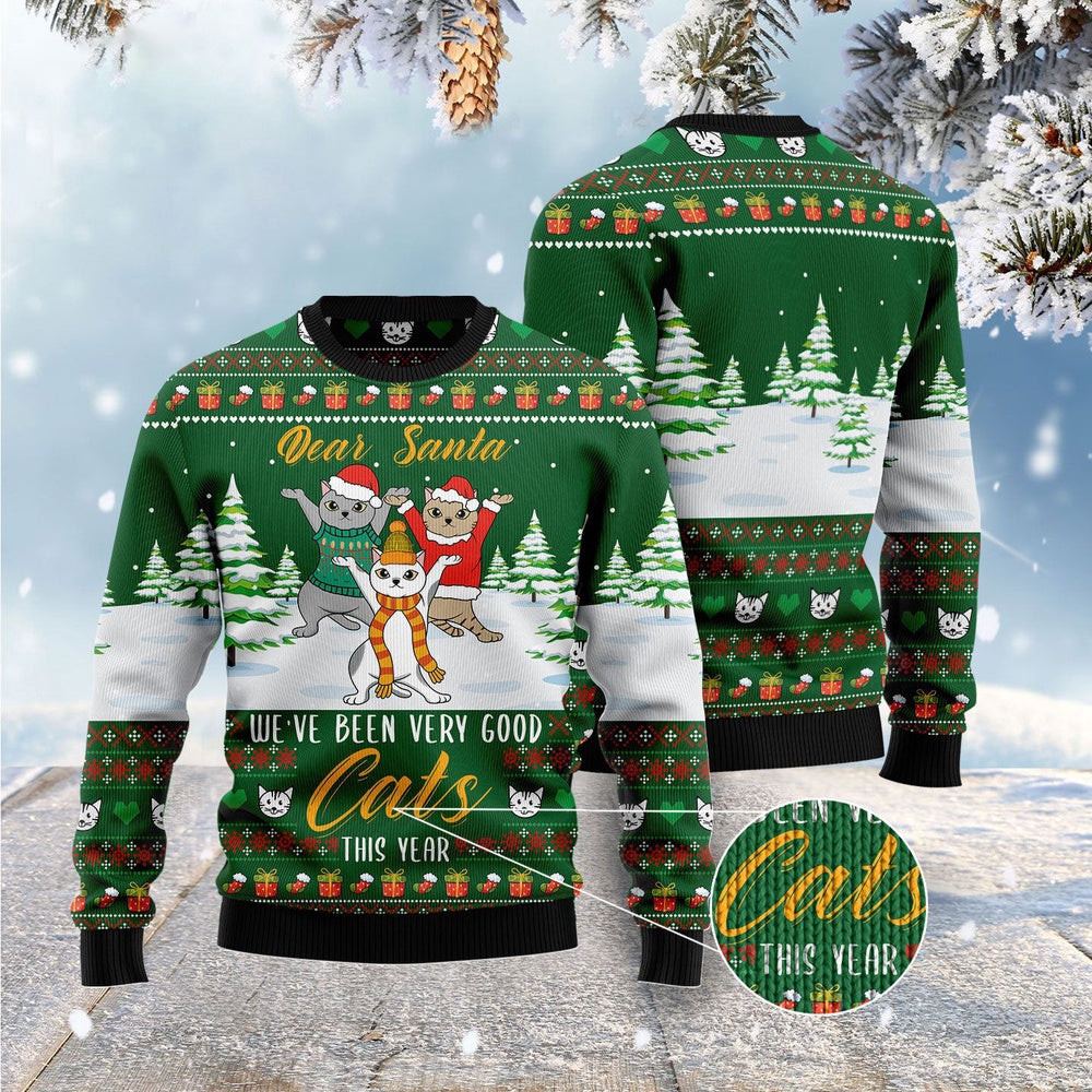 Unisex Ugly Christmas Sweatshirt Good Cats This Year Christmas Sweater For Pet Lovers