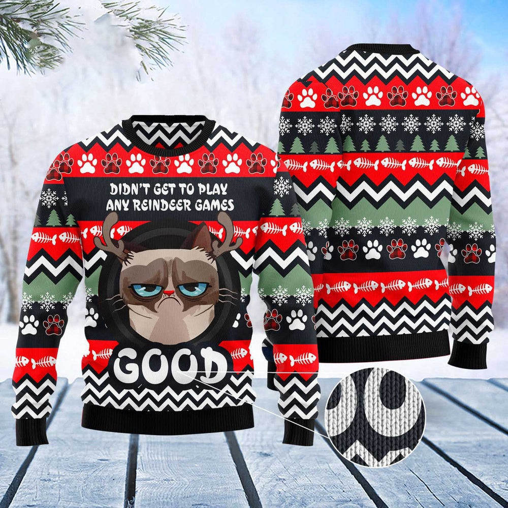 Unisex Ugly Christmas Sweatshirt Grumpy Cat Good Ugly Christmas Sweater Pet Lovers