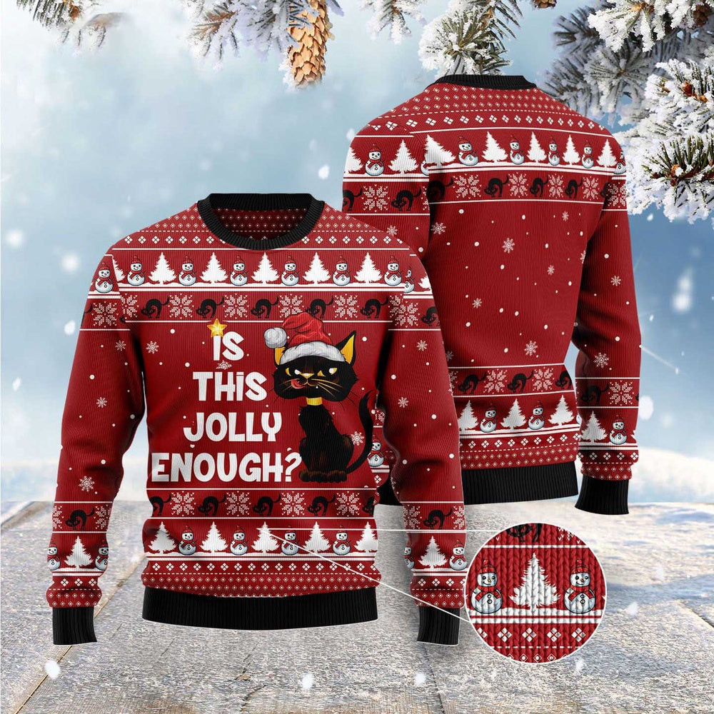 Unisex Ugly Christmas Sweatshirt Is This Christmas Black Cat Ugly Sweater For Pet Lovers
