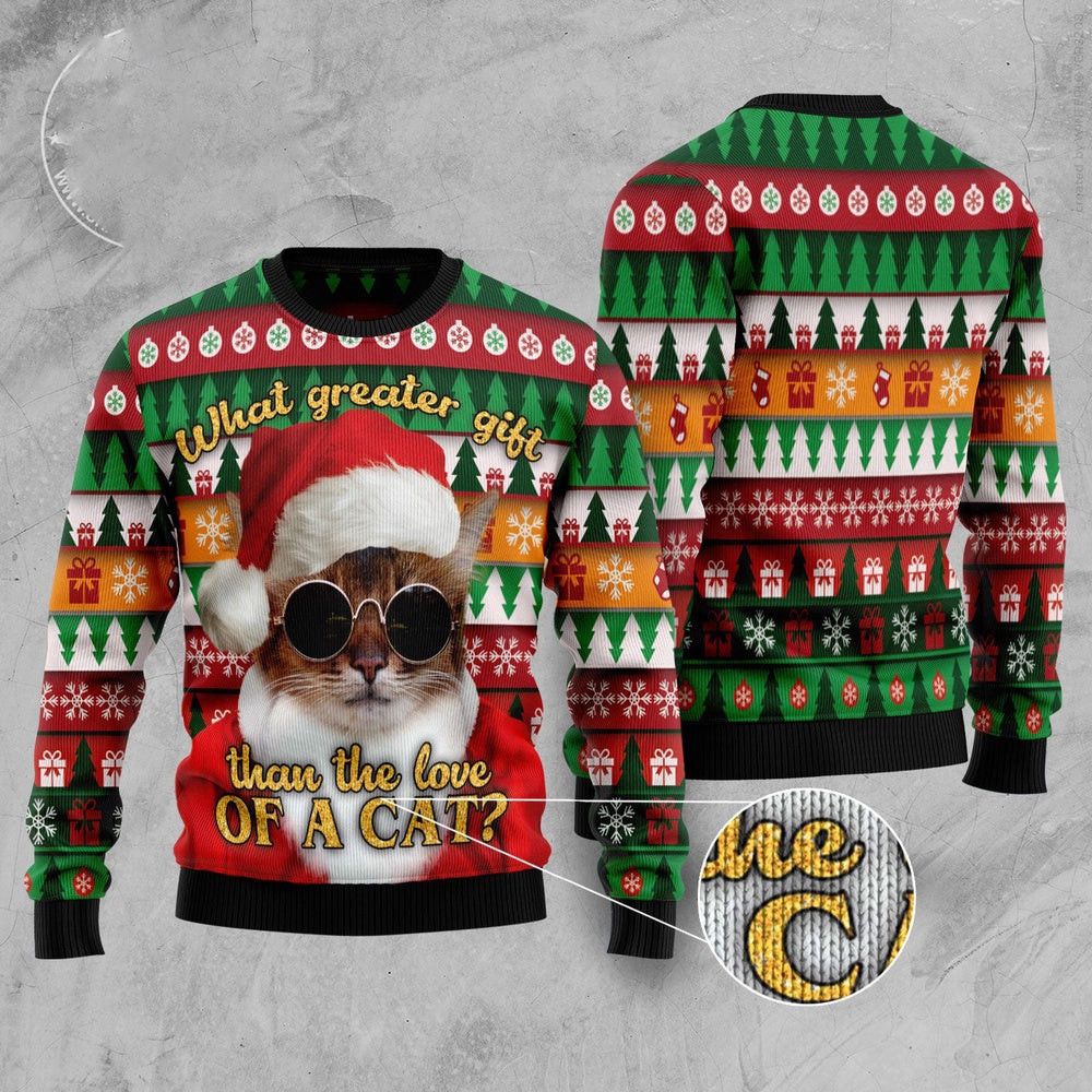 Unisex Ugly Christmas Sweatshirt Love Of A Cat Is A Great Gift Ugly Christmas Sweater For Pet Lovers