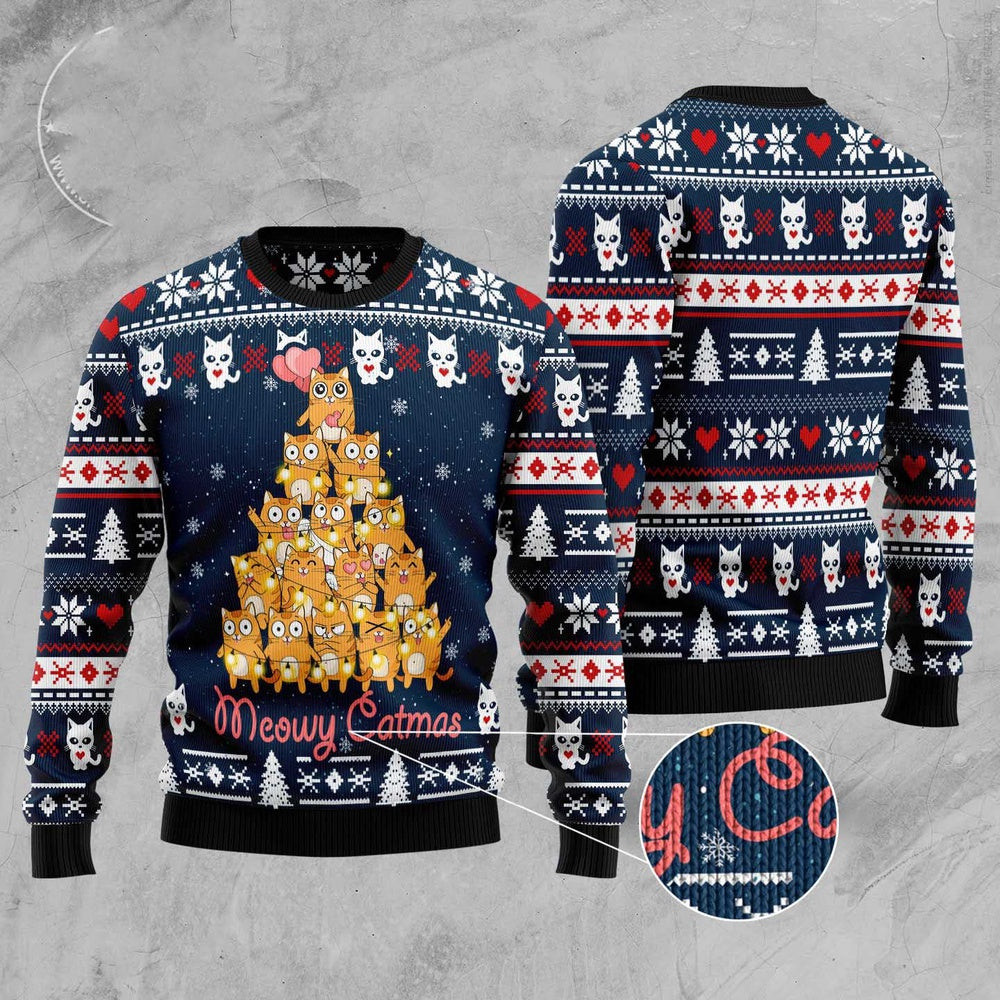 Unisex Ugly Christmas Sweatshirt Merry Catmas Christmas Sweater For Pet Lovers