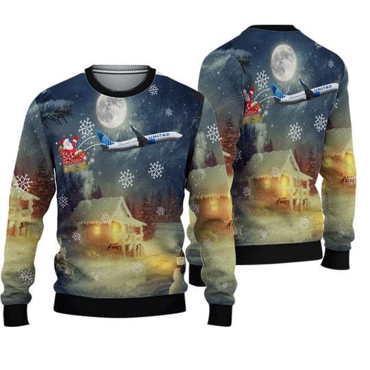 United Airlines Boeing 737-924Er All Over Printed Ugly Sweater, Airlines Boeing - Image 2