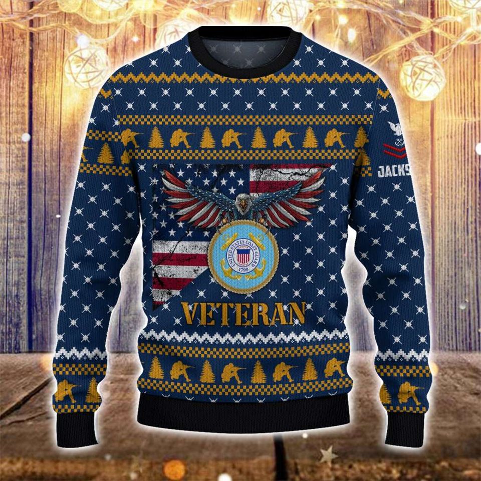United States CG Veteran Bald Eagle Sweater