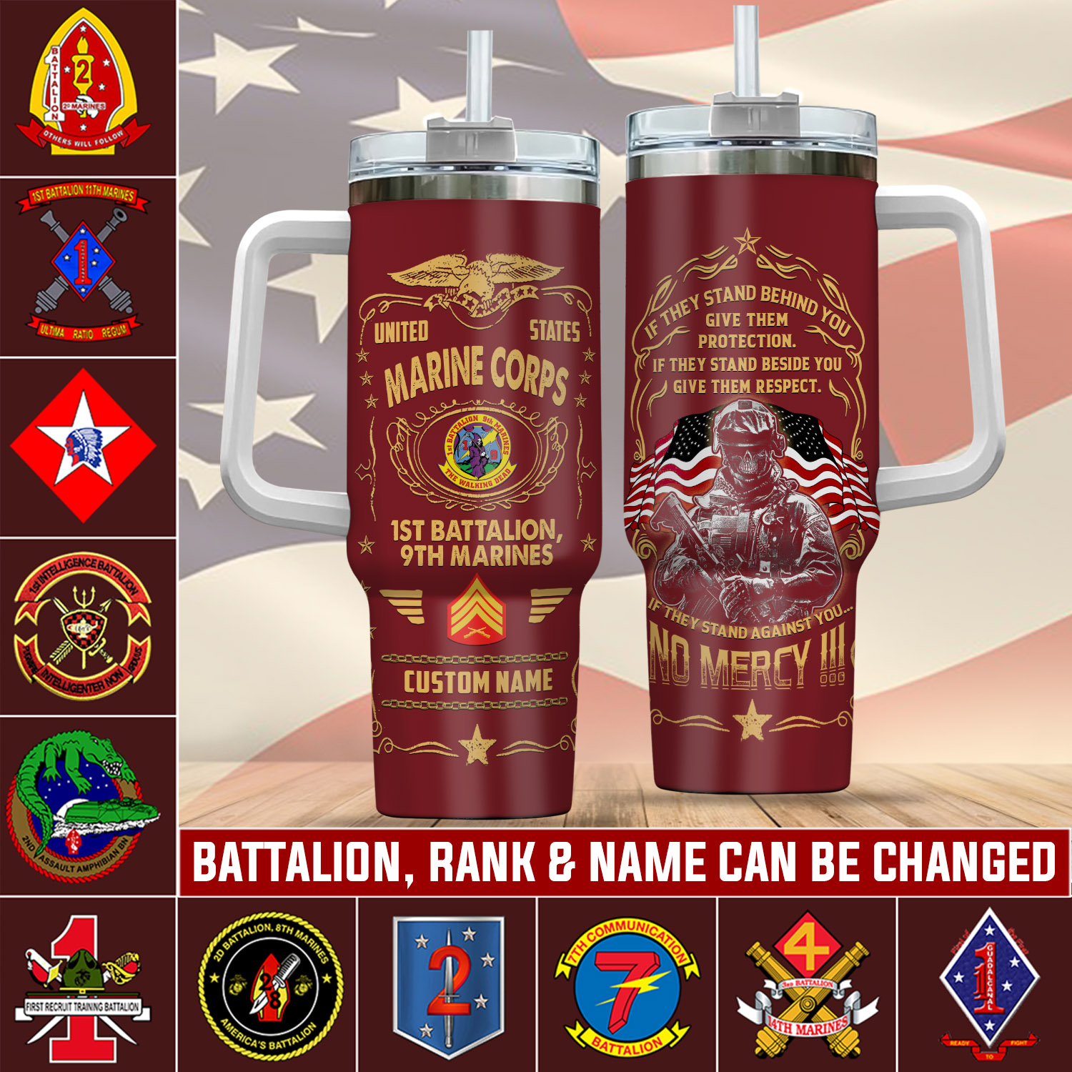 United States Marine Battalion Custom Stanley Cup 40 oz 30 oz Tumbler With HandleTVC2301760