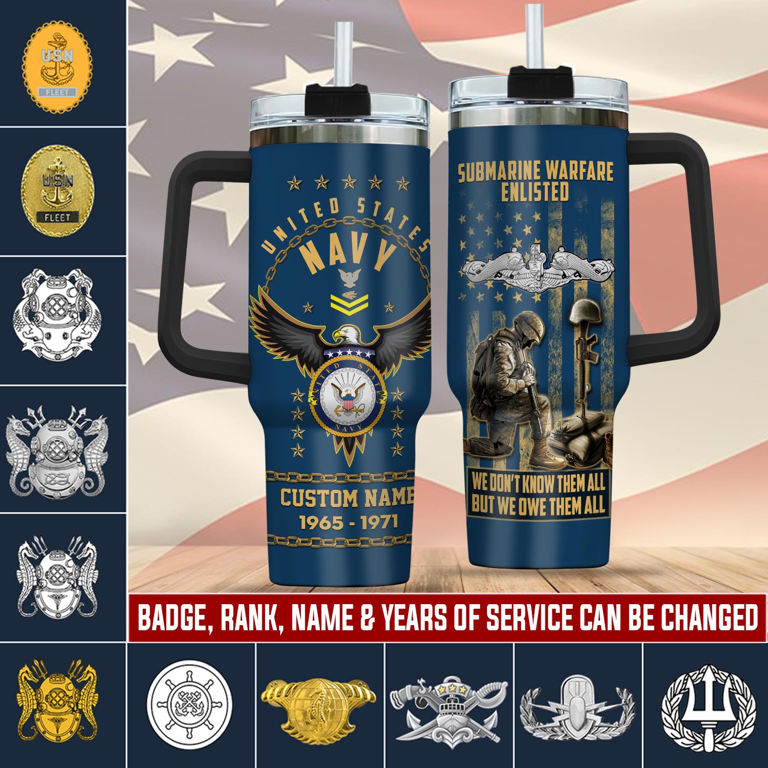 United States Navy Badge Custom Stanley Cup 40 oz 30 oz Tumbler With HandleTVC2301763