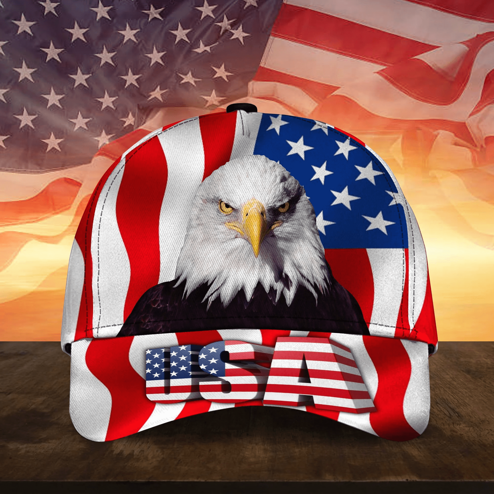 United States Of America 3D Cap Eagle USA Flag Cap Trucker Hats Custom Hats Gifts For Men & Women