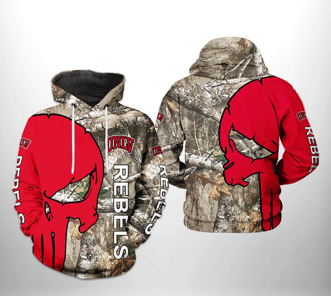 UNLV Rebels NCAA Camo Veteran Hunting 3D All Over Print Hoodie, Zip Hoodie