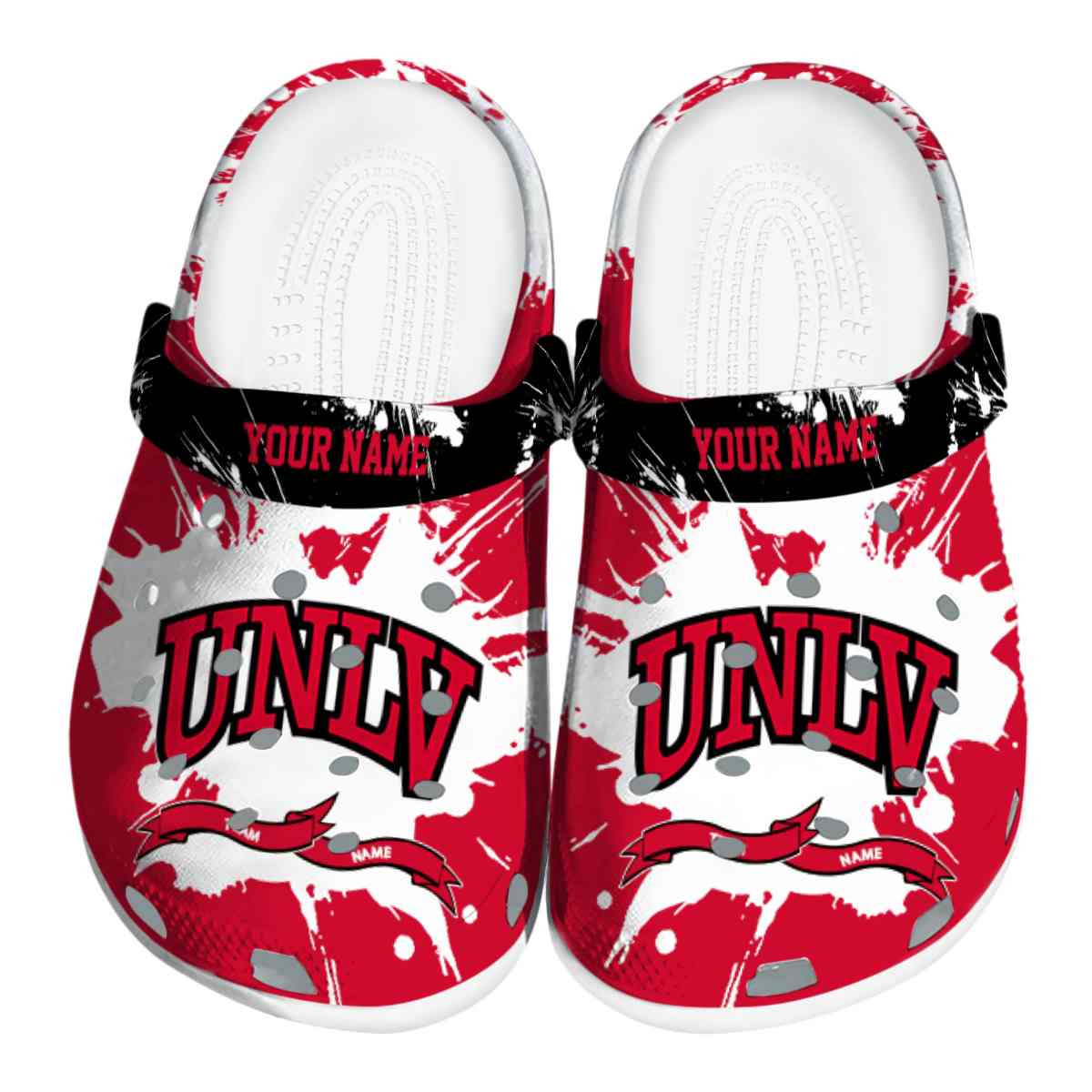UNLV Rebels NCAA Sport Crocs Crocband Clogs Shoes Comfortable For Men Women and Kids