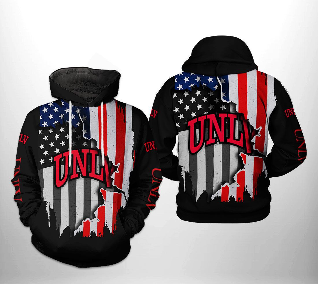 UNLV Rebels NCAA US Flag 3D All Over Print Hoodie, Zip Hoodie