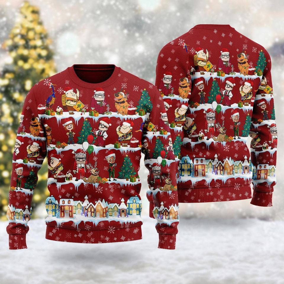 Up Movie Ugly Christmas Sweater, Up Cartoon Xmas Sweatshirt - Image 3