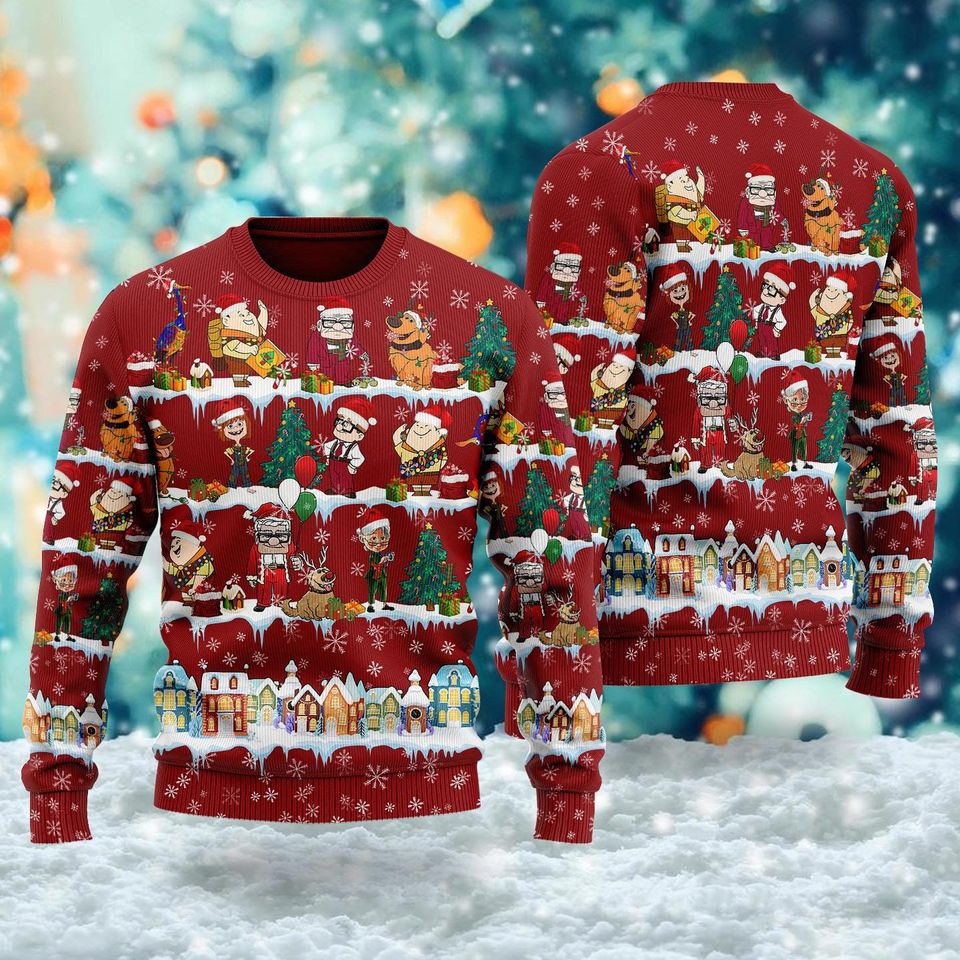 Up Movie Ugly Christmas Sweater, Up Cartoon Xmas Sweatshirt - Image 2