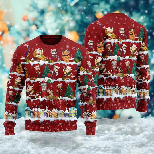 Up Movie Ugly Christmas Sweater, Up Cartoon Xmas Sweatshirt - Image 9