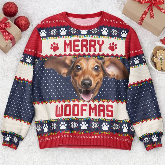 Upload Big Pet Faces Funny Christmas Ugly For Dog, Cat Lovers - Personalized Photo Ugly Sweater - Image 5