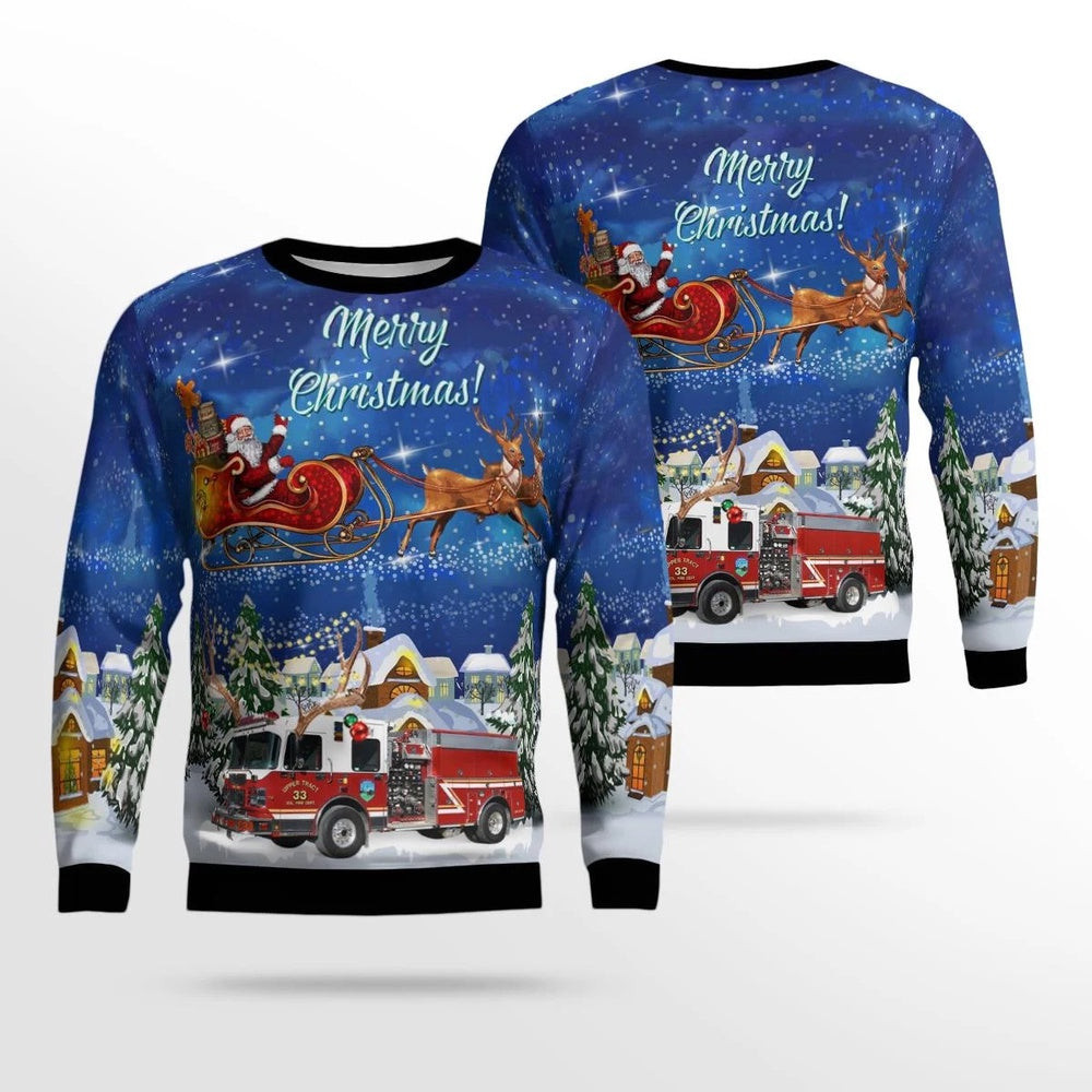 Upper Tract Volunteer Fire Department Upper Tract West Virginia Christmas AOP Ugly Sweater Gift For Christmas