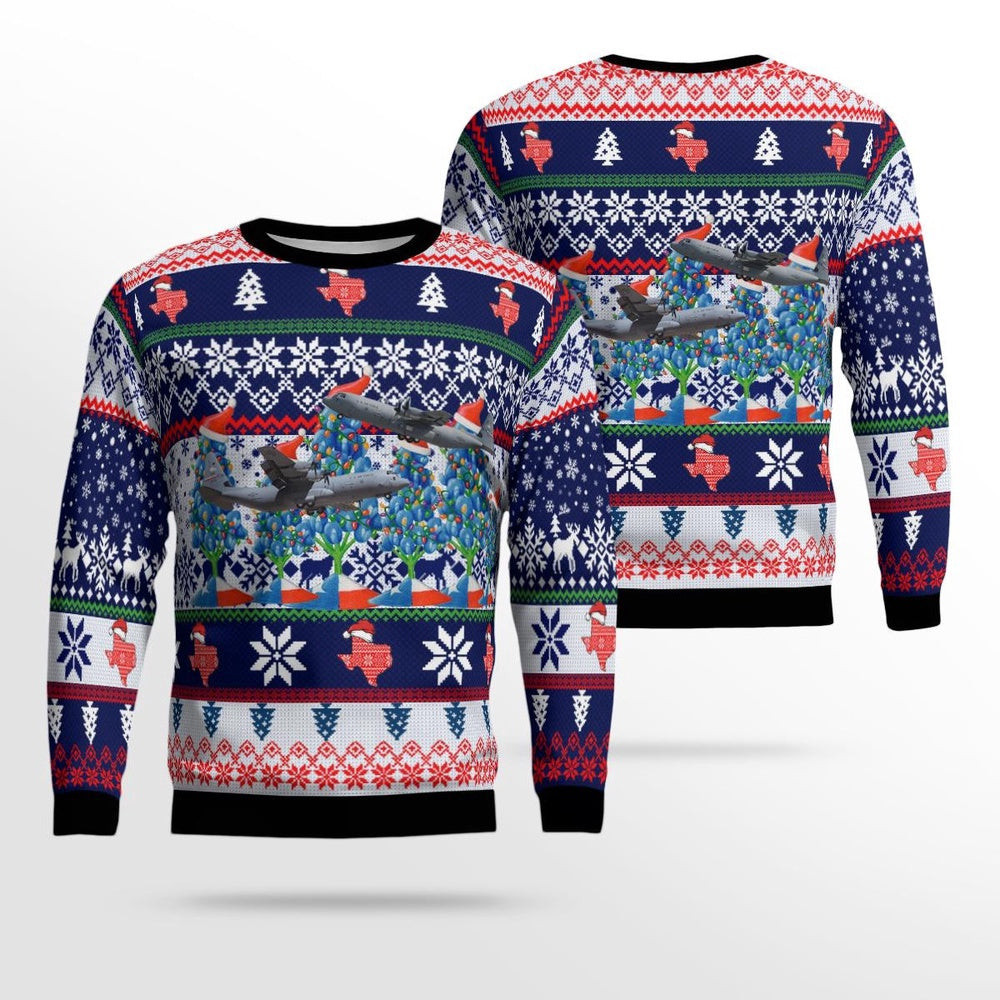 US Air Force Texas Air National Guard C-0J Christmas AOP Ugly Sweater Gift For Christmas