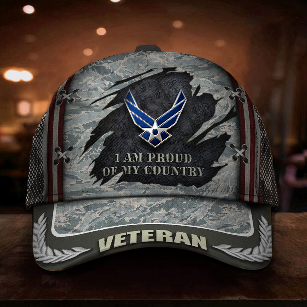 US Air Force Veteran I Am Proud Of My Country Hat Air Force Veteran Camo Hats Trucker Hats Custom Hats Gifts For Men & Women