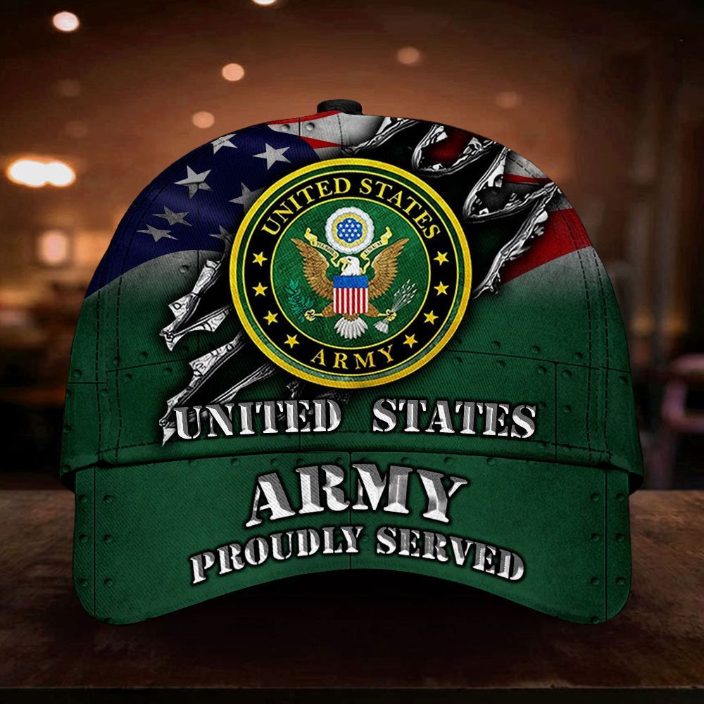 Us Army Proud Served Usn Logo Honor Veteran Hat Classic Cap Trucker Hats Custom Hats Gifts For Men & Women