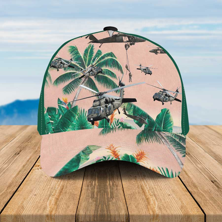 US Army Sikorsky UH-60 Black Hawk Hawaiian Hats for Man, Army Sikorsky Baseball Cap Trucker Hats Custom Hats Gifts For Men & Women