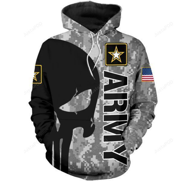 US Army Skull 3D All Over Print Hoodie, Zip Hoodie