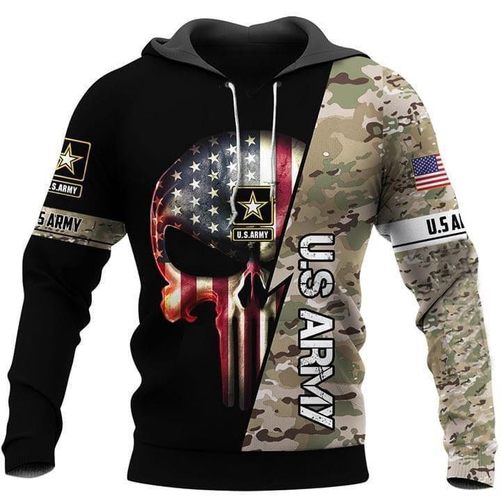 Us Army Us Flag America Skull 3D All Over Print Hoodie, Zip Hoodie