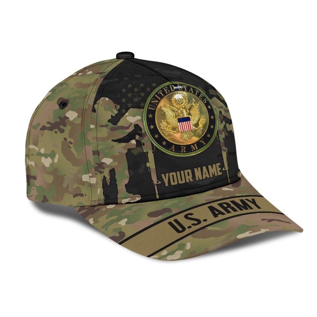 US Army Veteran Personalized Name Classic Cap Trucker Hats Custom Hats Gifts For Men & Women