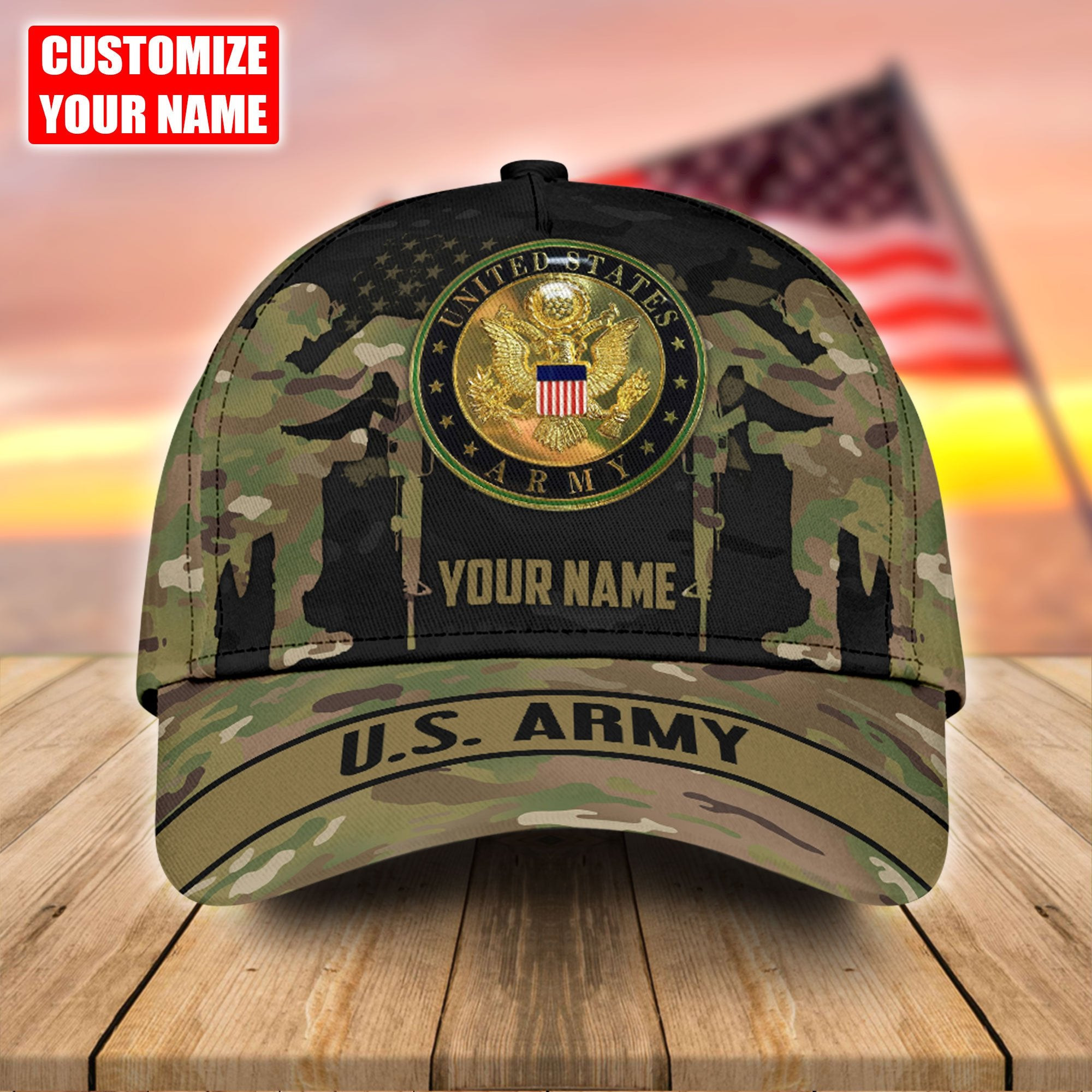 US Army Veteran Personalized Name Classic Cap Trucker Hats Custom Hats Gifts For Men & Women