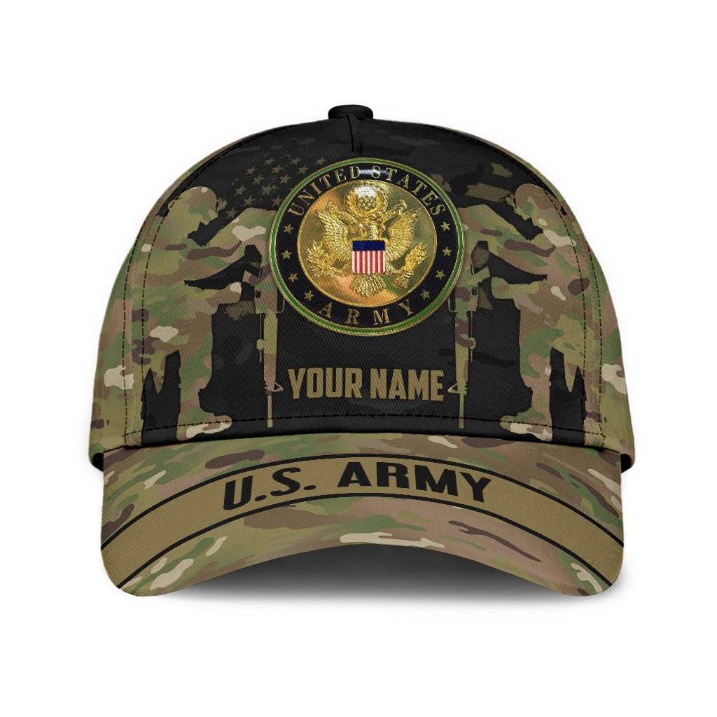 US Army Veteran Personalized Name Classic Cap Trucker Hats Custom Hats Gifts For Men & Women