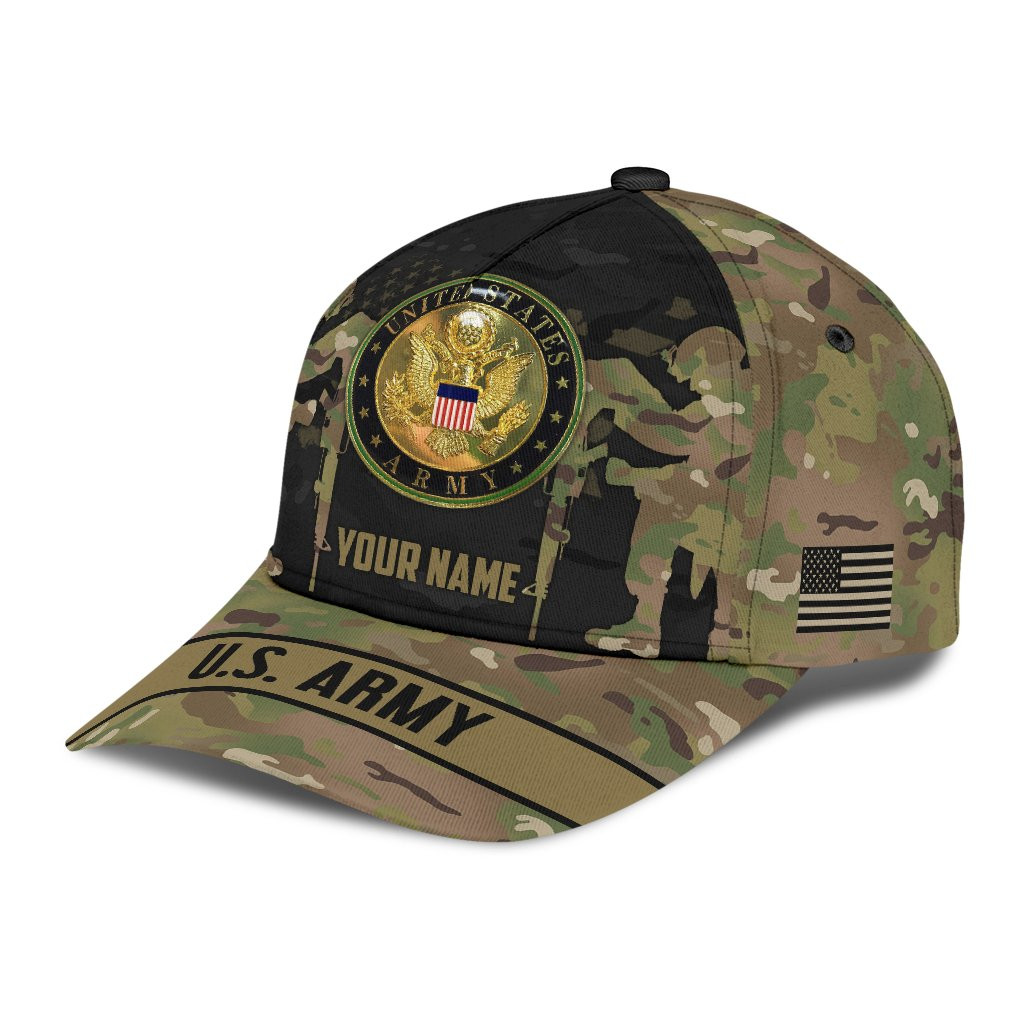 US Army Veteran Personalized Name Classic Cap Trucker Hats Custom Hats Gifts For Men & Women