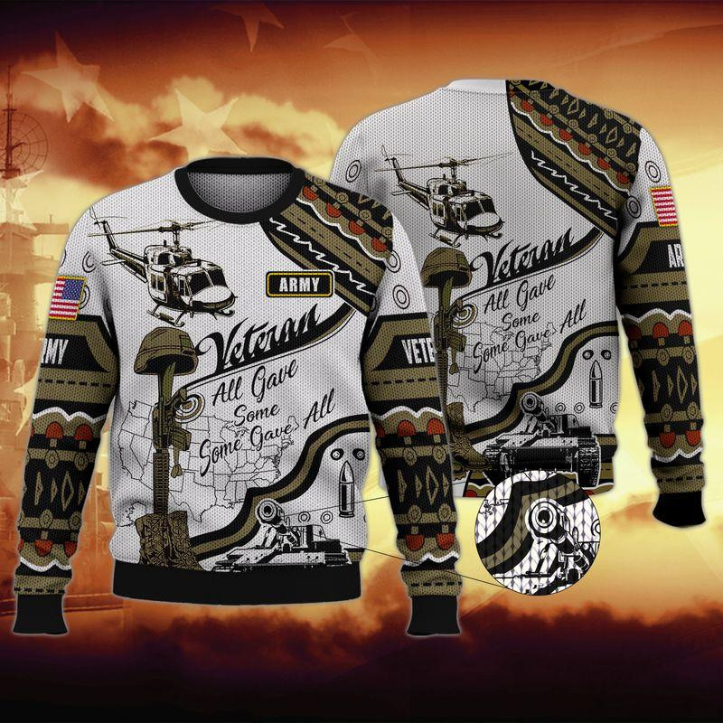 US Army Veteran Ugly Christmas Sweater Adult 3D Funny Matching for family