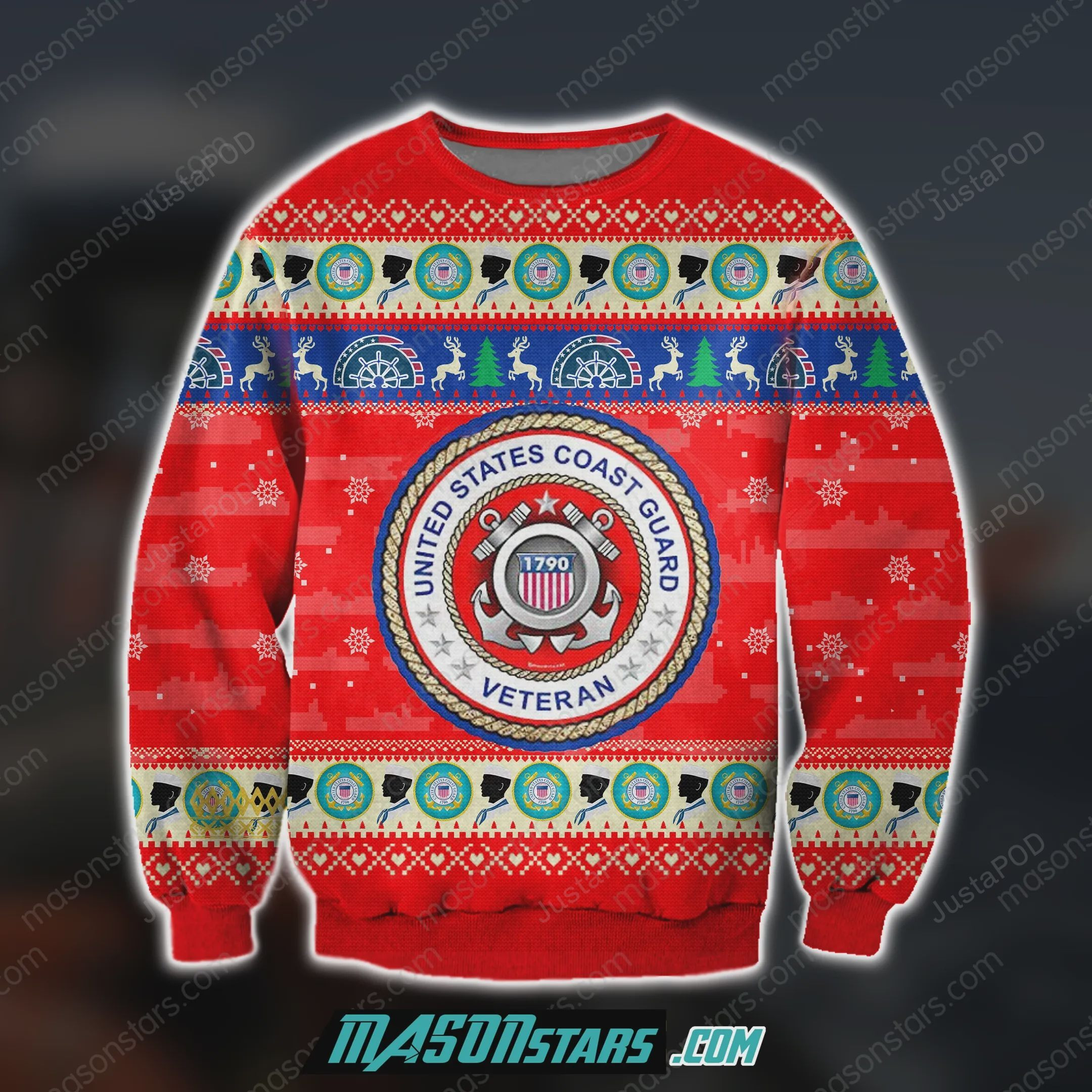 Us Coast Guard Veteran Ugly Christmas Sweater Adult 3D Funny Matching for family