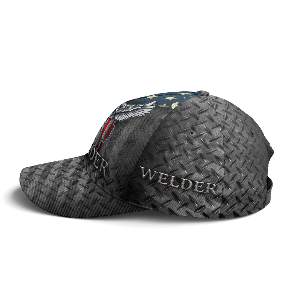 US Eagle Baseball Cap For Welder Metalic Style Trucker Hats Custom Hats Gifts For Men & Women