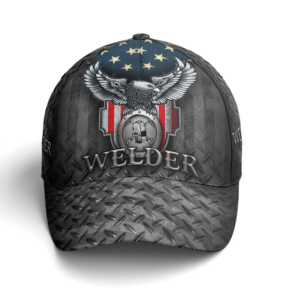 US Eagle Baseball Cap For Welder Metalic Style Trucker Hats Custom Hats Gifts For Men & Women