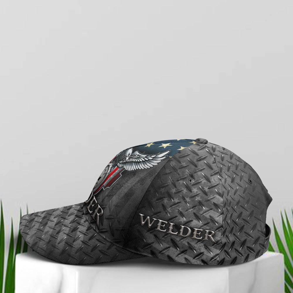 US Eagle Baseball Cap For Welder Metalic Style Trucker Hats Custom Hats Gifts For Men & Women