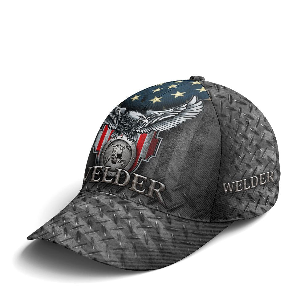 US Eagle Baseball Cap For Welder Metalic Style, Christian Baseball Cap, Jesus Hat Trucker Hats Custom Hats Gifts For Men & Women