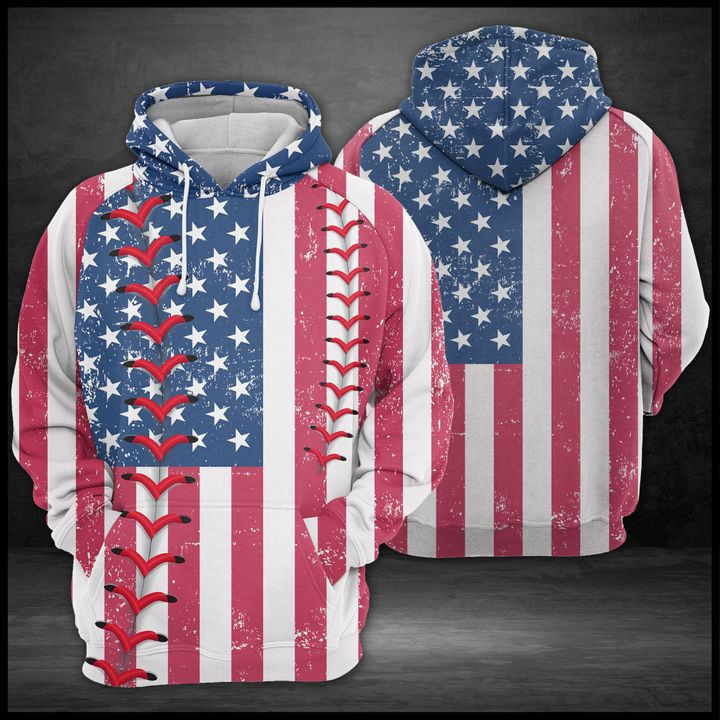 Us Flag Baseball 3D All Over Print Hoodie, Zip Hoodie